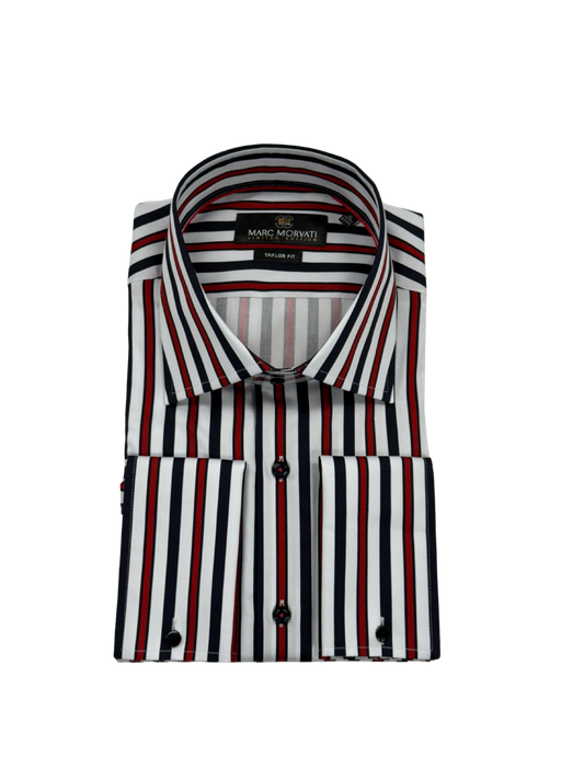 Navy and Red Stripe Dress Shirt