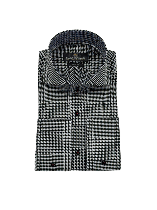 Black and White Houndstooth Dress Shirt