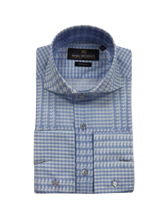 Light Blue Houndstooth Dress Shirt