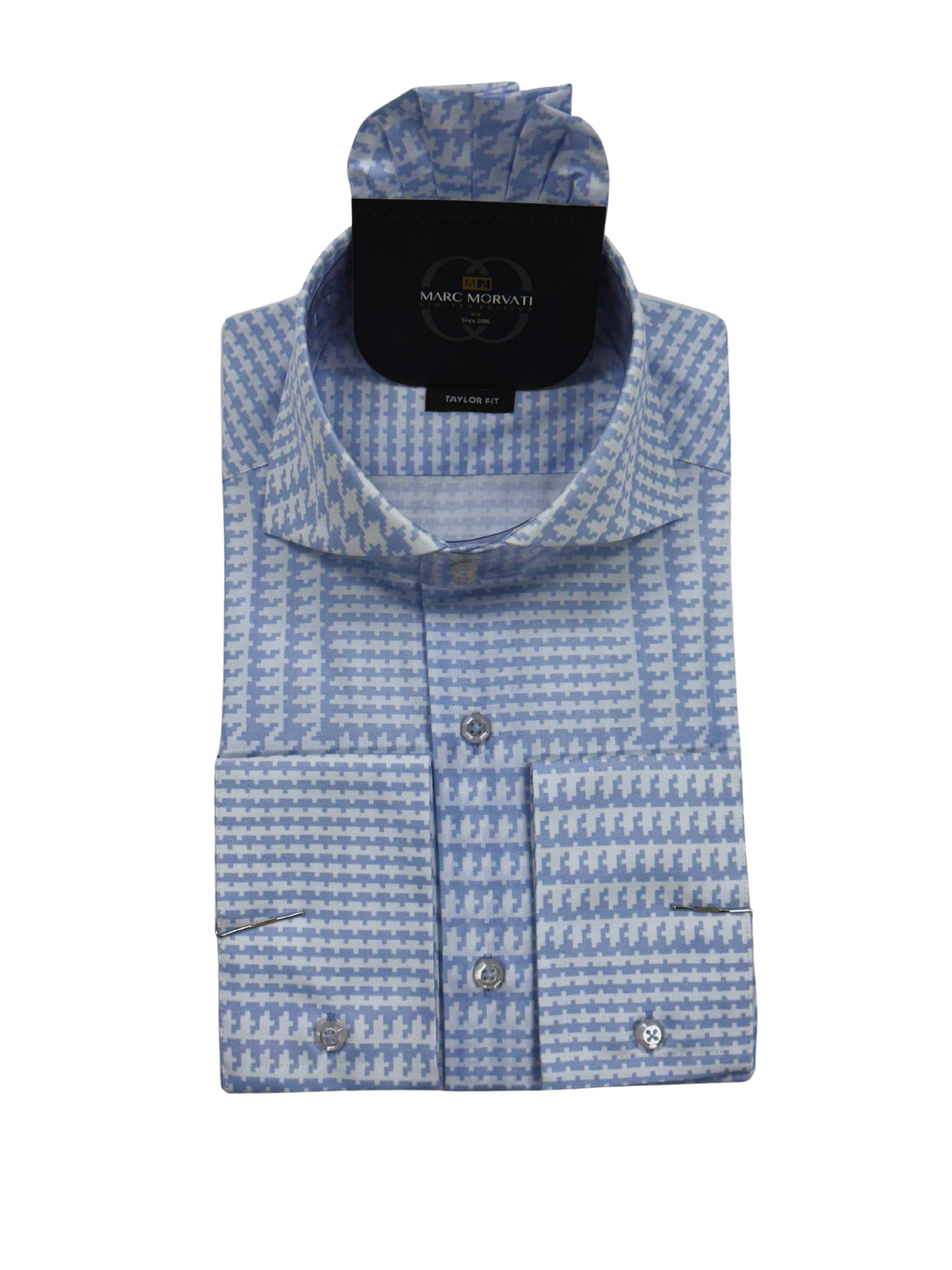 Light Blue Houndstooth Dress Shirt