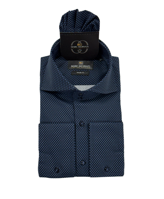 Navy Polka Dot Dress Shirt