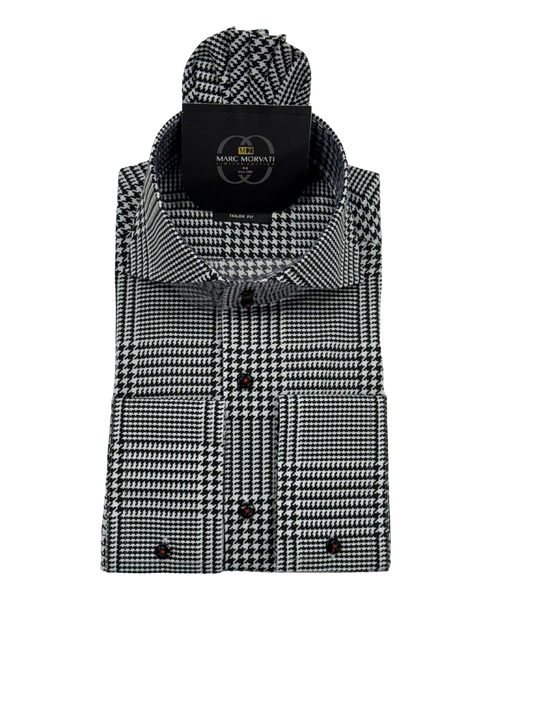 Black and White Houndstooth Dress Shirt