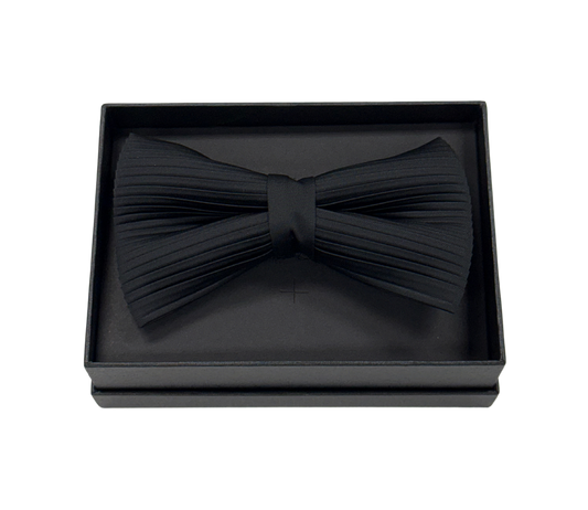 Black Pleated Tuxedo Bow Tie