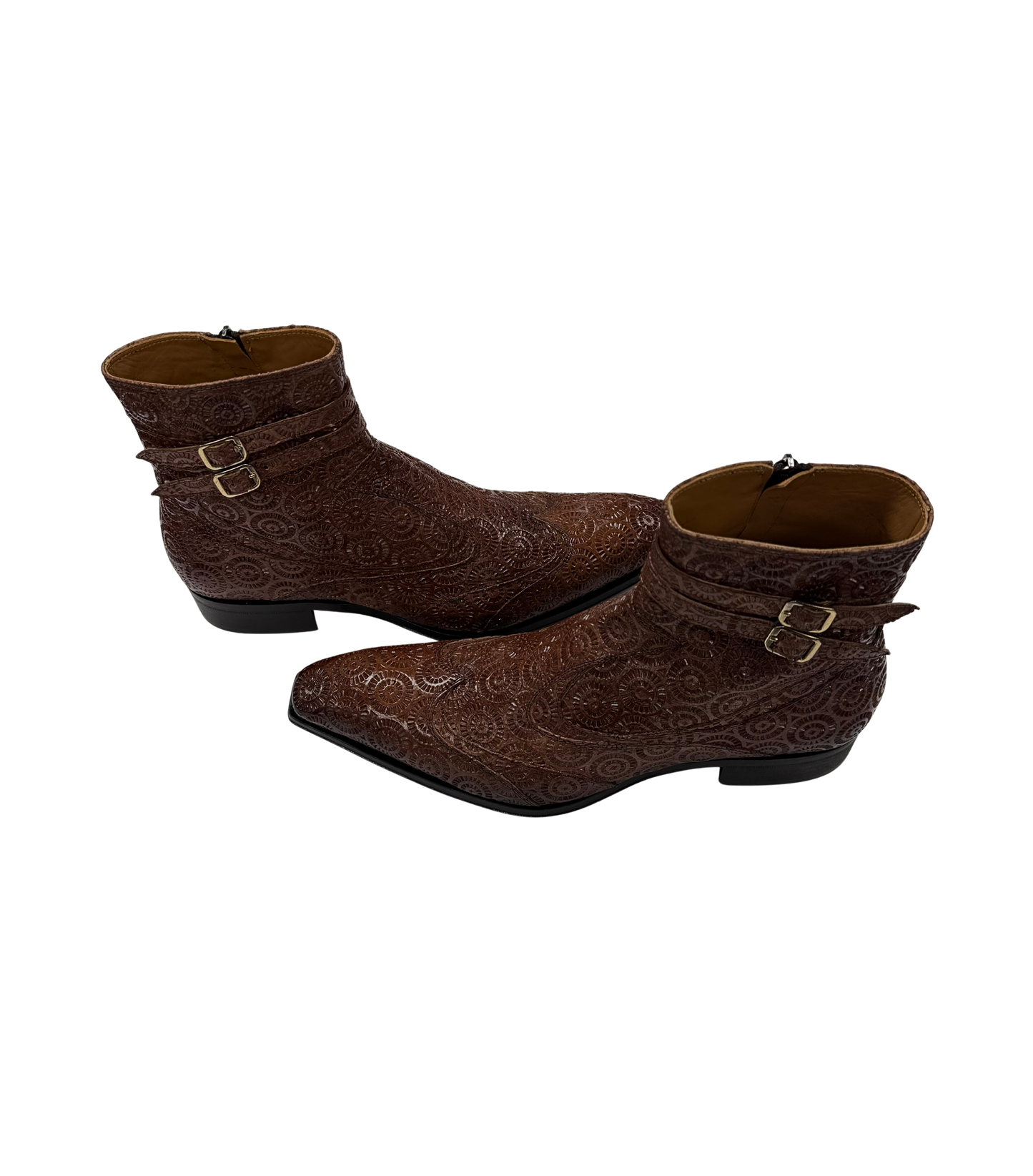 Spiral Engraved Buckle Boots