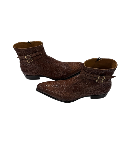 Spiral Engraved Buckle Boots