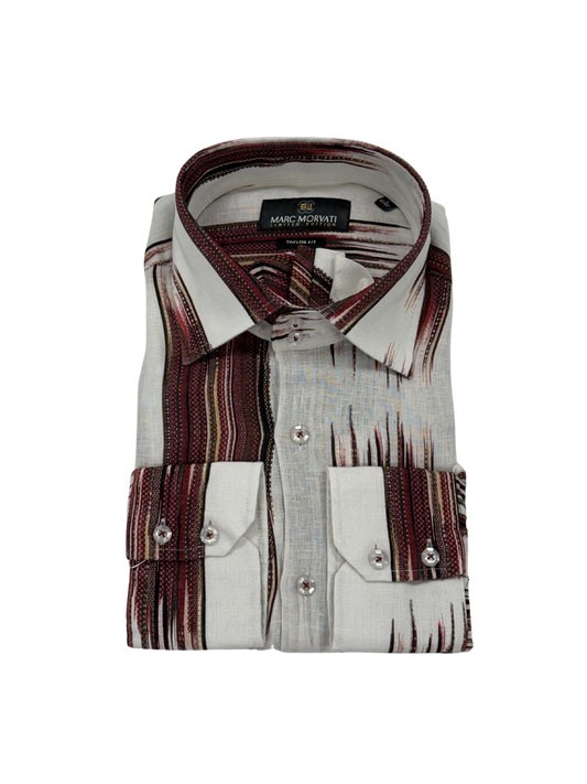 Crimson Wave Linen Shirt