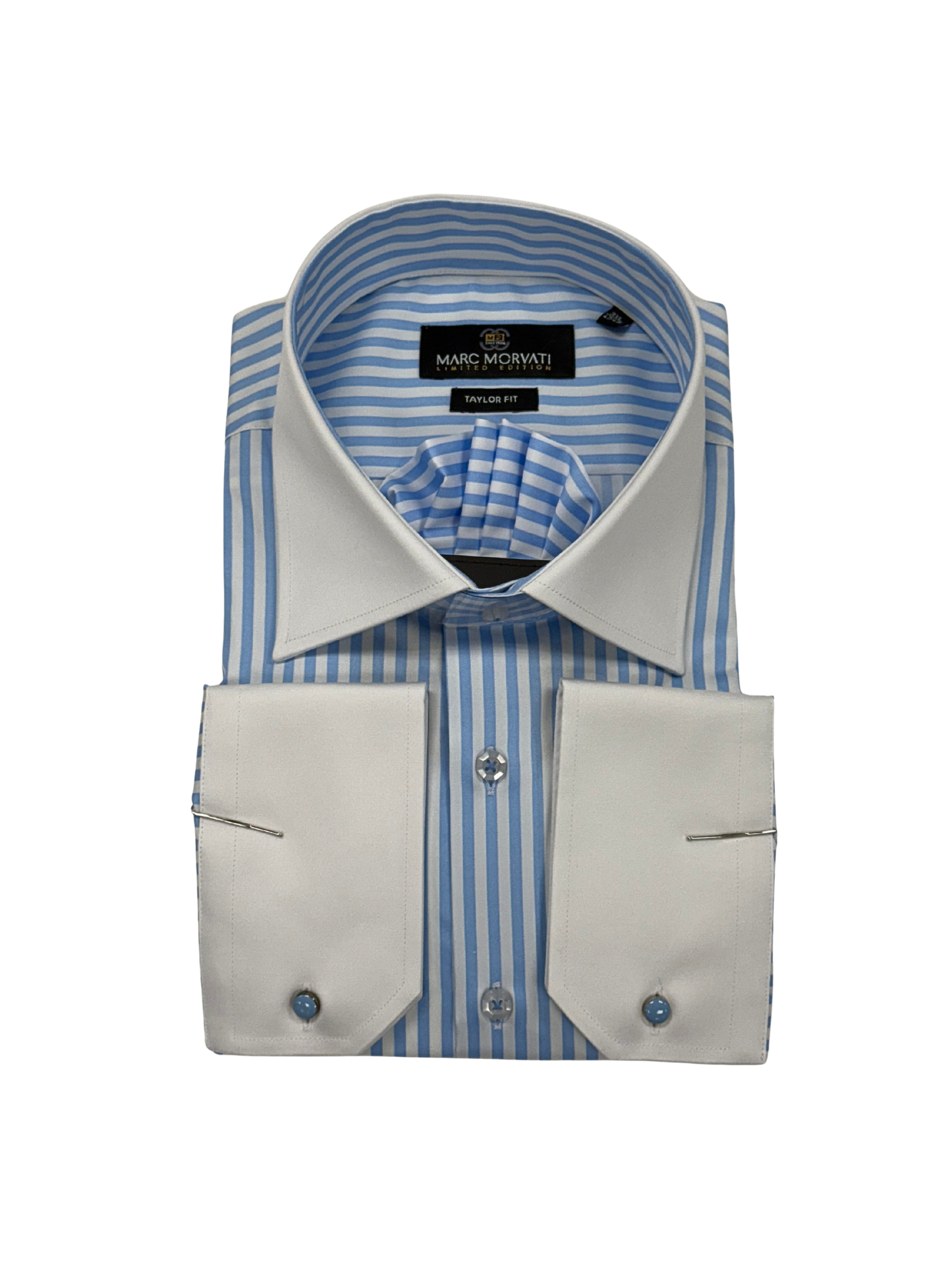 Blue Stripe Contrast Collar Dress Shirt
