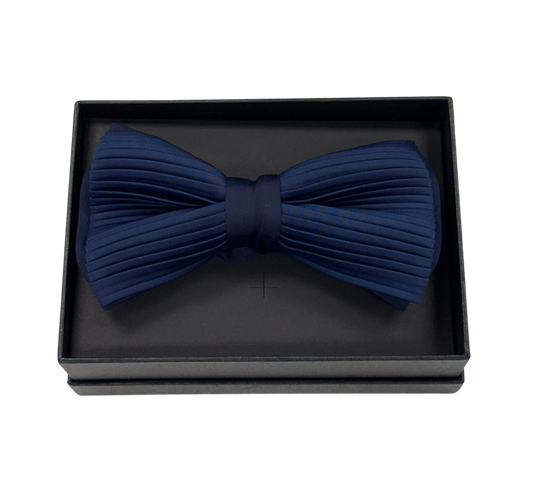 Navy Pleated Tuxedo Bow Tie