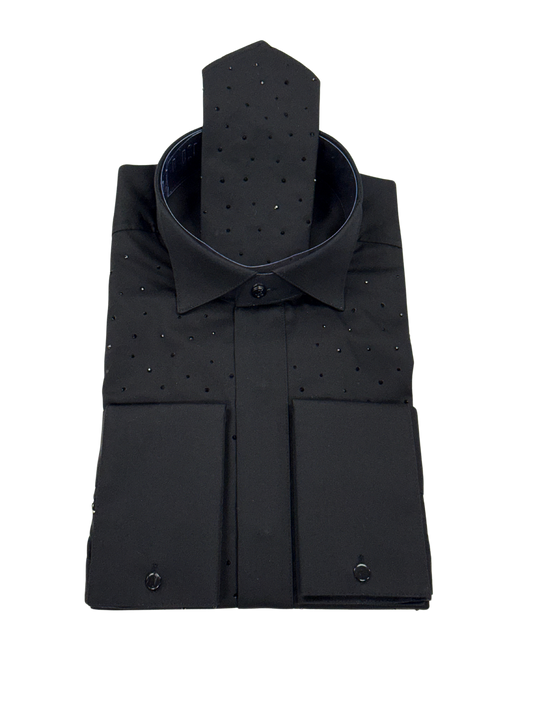 Black Crystal Accent Dress Shirt