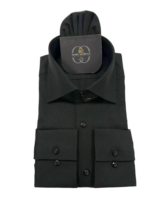 Black Oxford Weave Dress Shirt