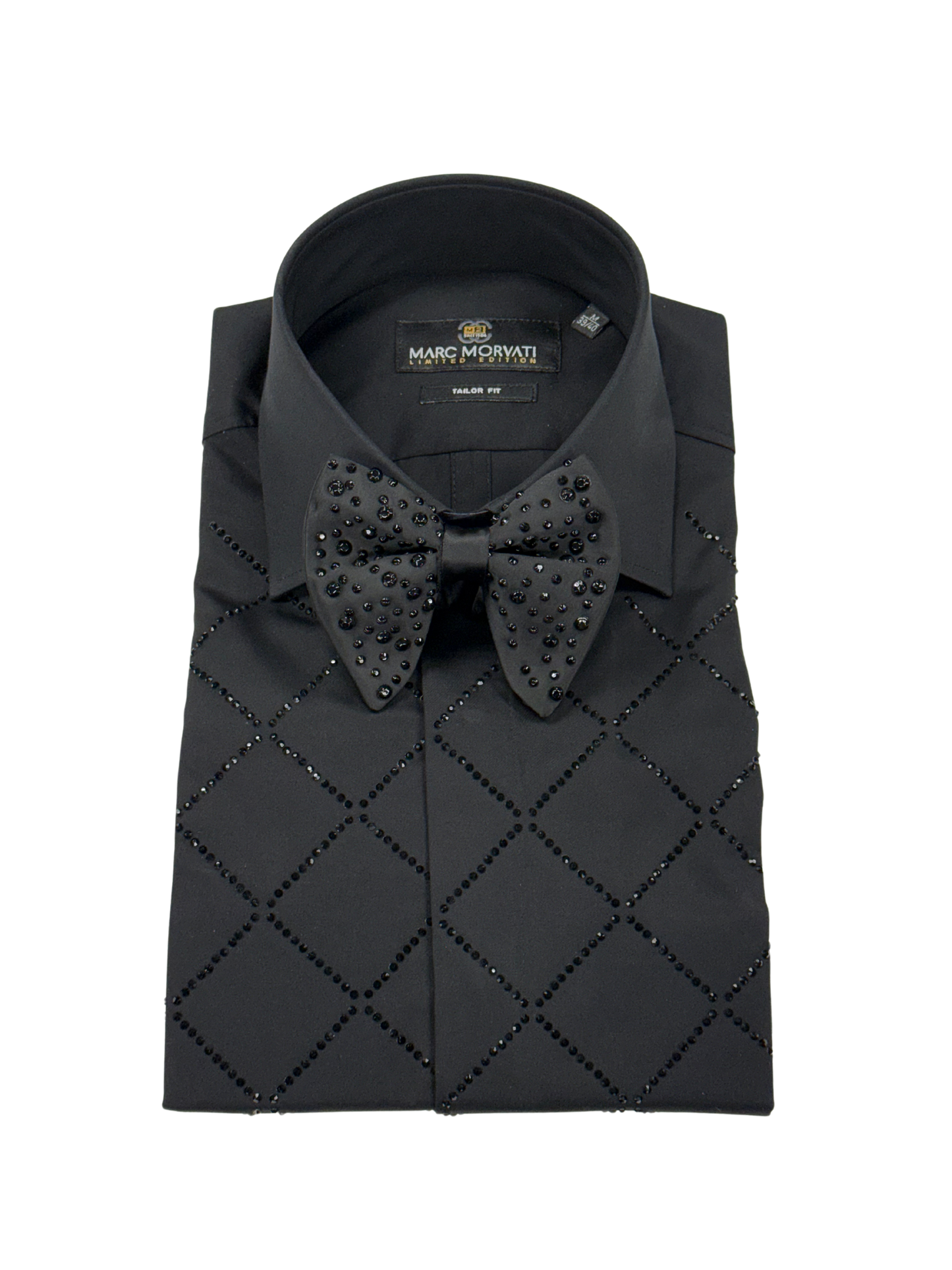 Black Tonal Crystal Bow Tie