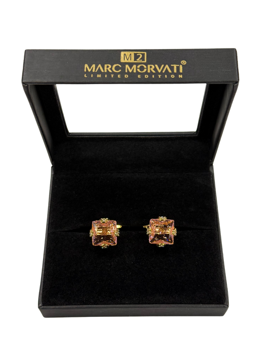 Pink Champagne Crest Cufflinks | Gold