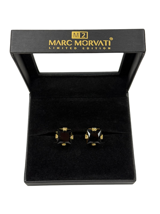 Onyx Crest Cufflinks | Gold