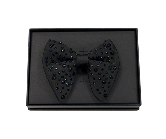 Black Tonal Crystal Bow Tie