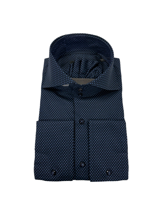 Navy Polka Dot Dress Shirt