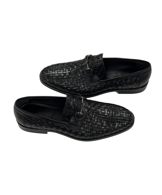 Black Woven Loafers