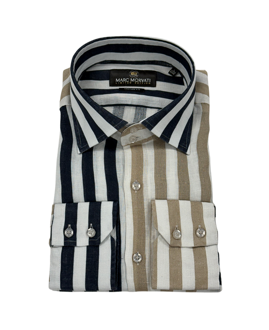 Split Stripe Linen Shirt