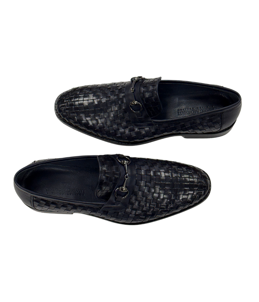 Navy Woven Loafers