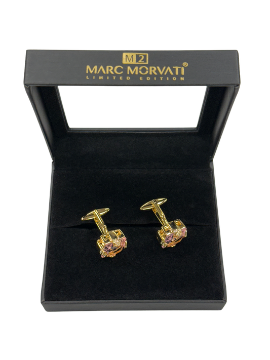 Pink Champagne Crest Cufflinks | Gold