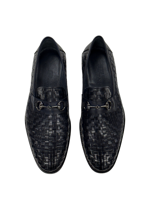 Navy Woven Loafers