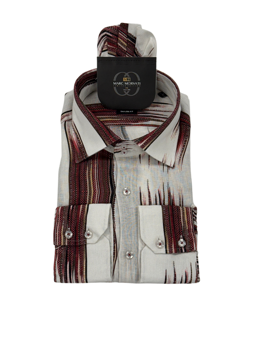Crimson Wave Linen Shirt