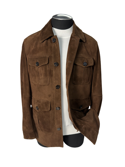 Brown Suede Utility Jacket