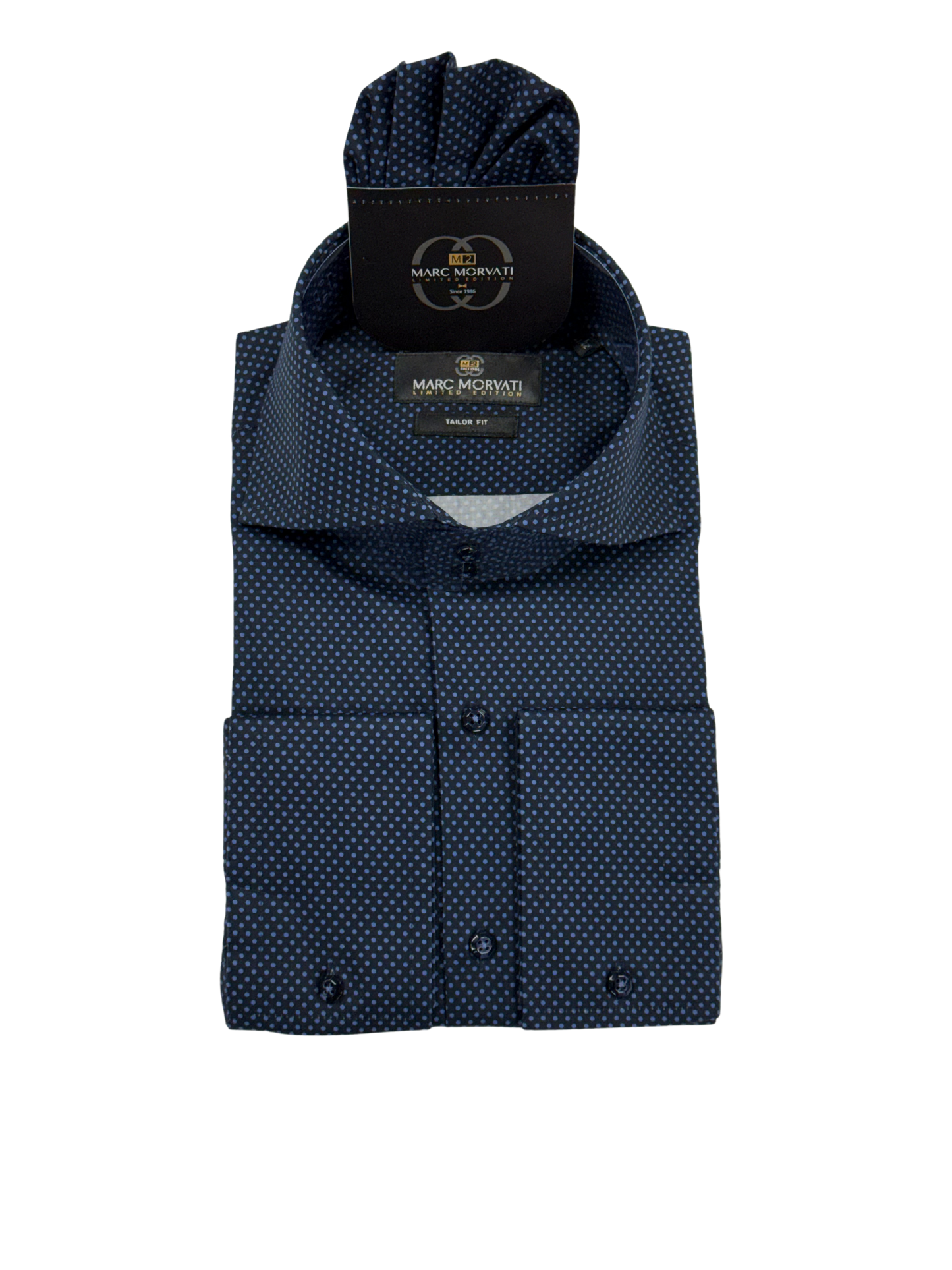 Navy Polka Dot Dress Shirt