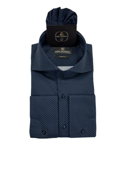Navy Polka Dot Dress Shirt