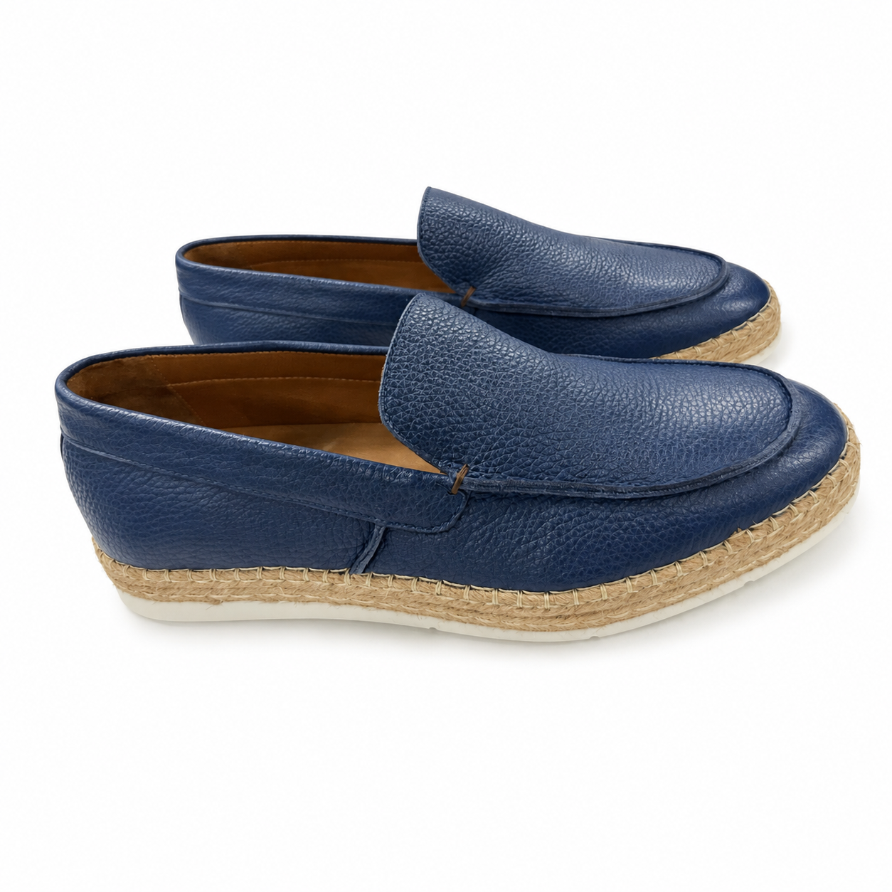 Blue Espadrille Leather Loafers