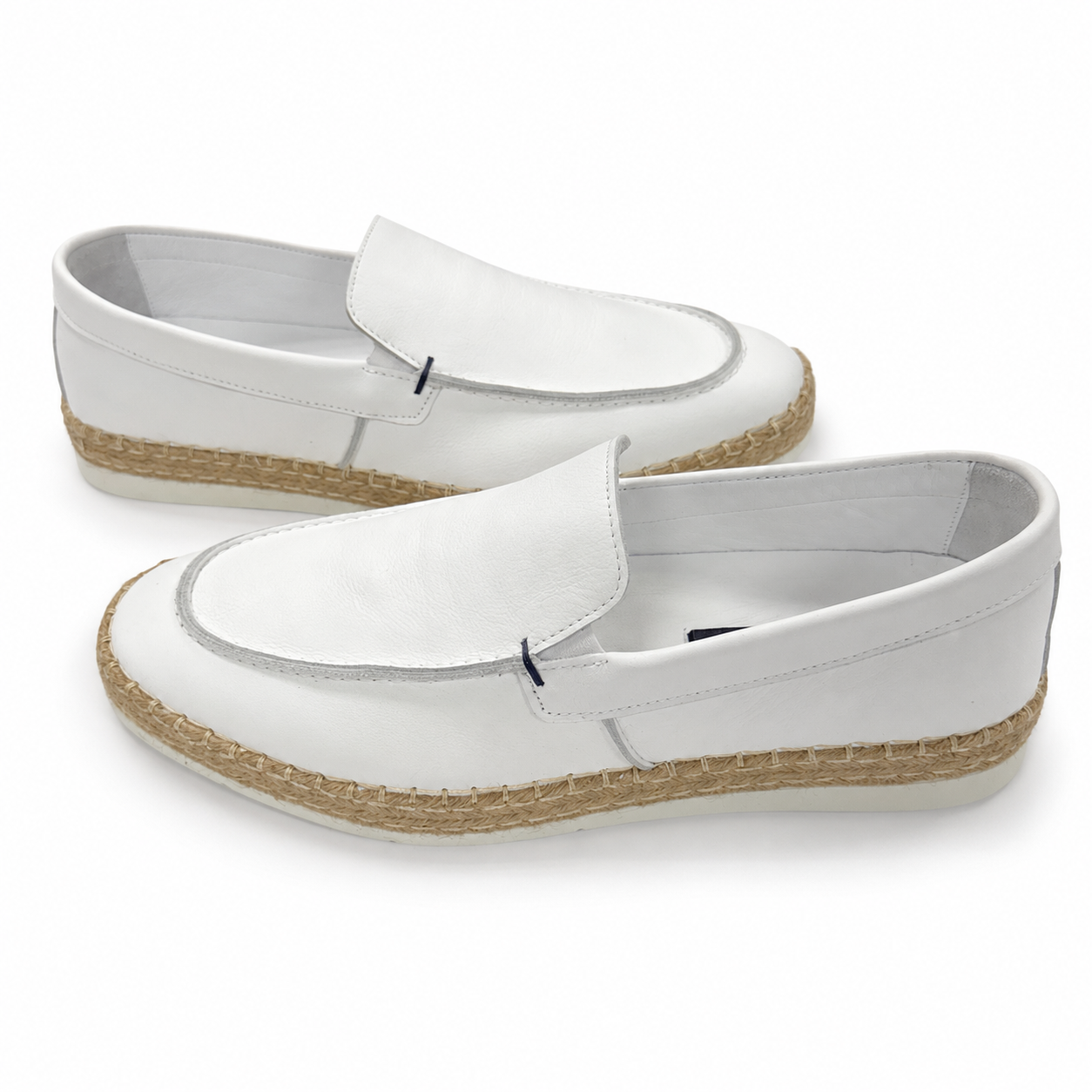 White Espadrille Leather Loafers