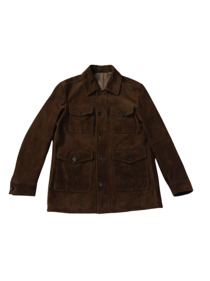 Brown Suede Utility Jacket