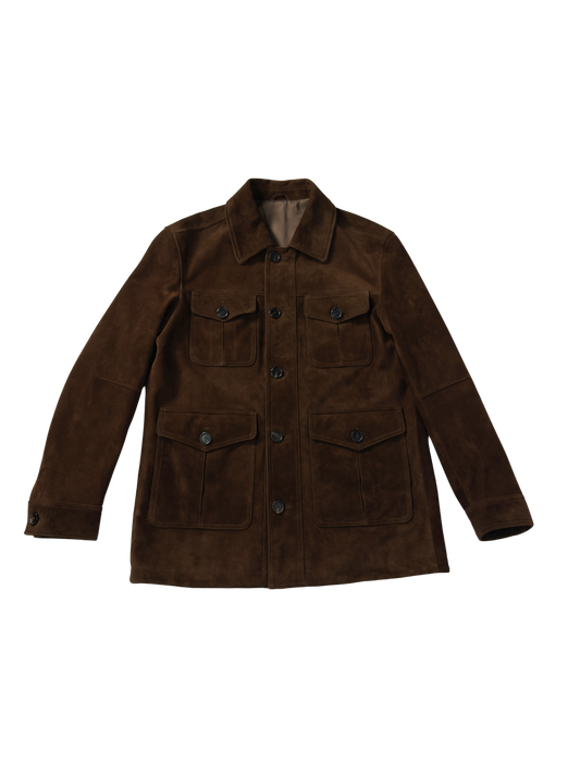 Brown Suede Utility Jacket