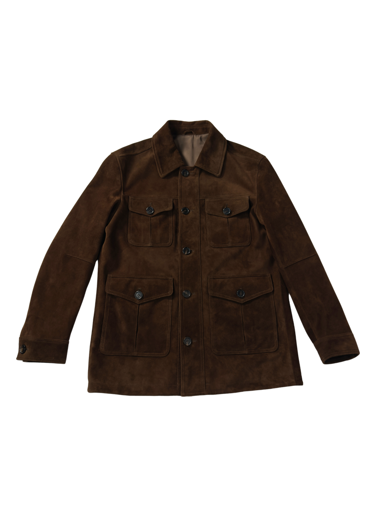 Brown Suede Utility Jacket