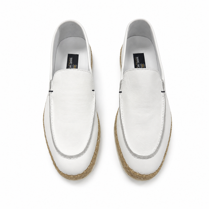 White Espadrille Leather Loafers