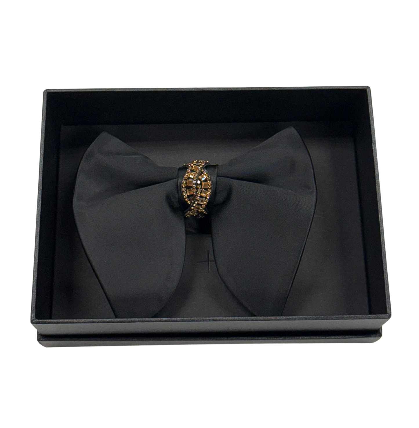 Black Rosé Crystal Bow Tie
