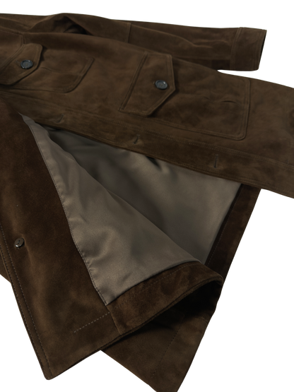 Brown Suede Utility Jacket