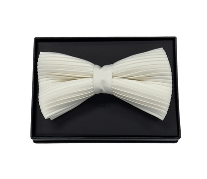 Ivory Pleated Tuxedo Bow Tie