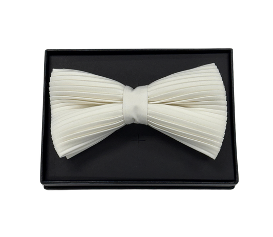 Ivory Pleated Tuxedo Bow Tie
