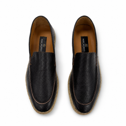 Chocolate Espadrille Leather Loafers