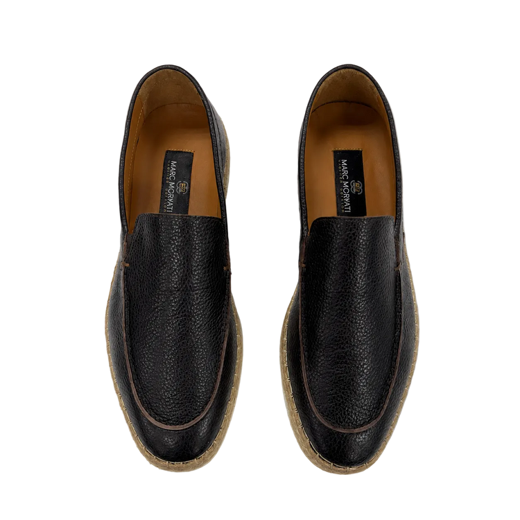 Chocolate Espadrille Leather Loafers