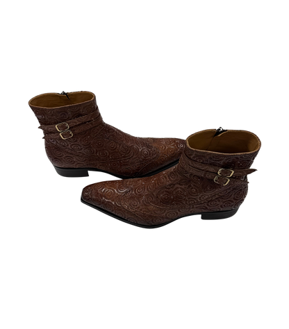 Spiral Engraved Buckle Boots