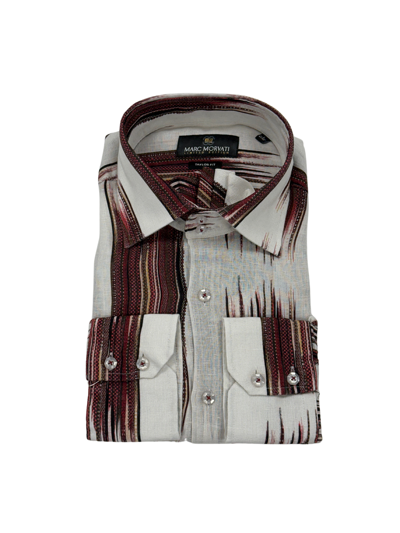 Crimson Wave Linen Shirt