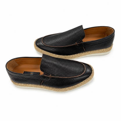 Chocolate Espadrille Leather Loafers