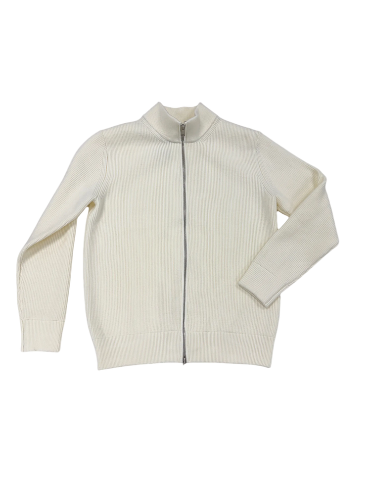 Ivory Ribbed Zip