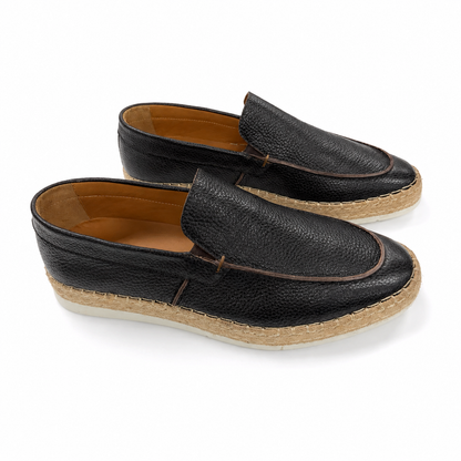 Chocolate Espadrille Leather Loafers