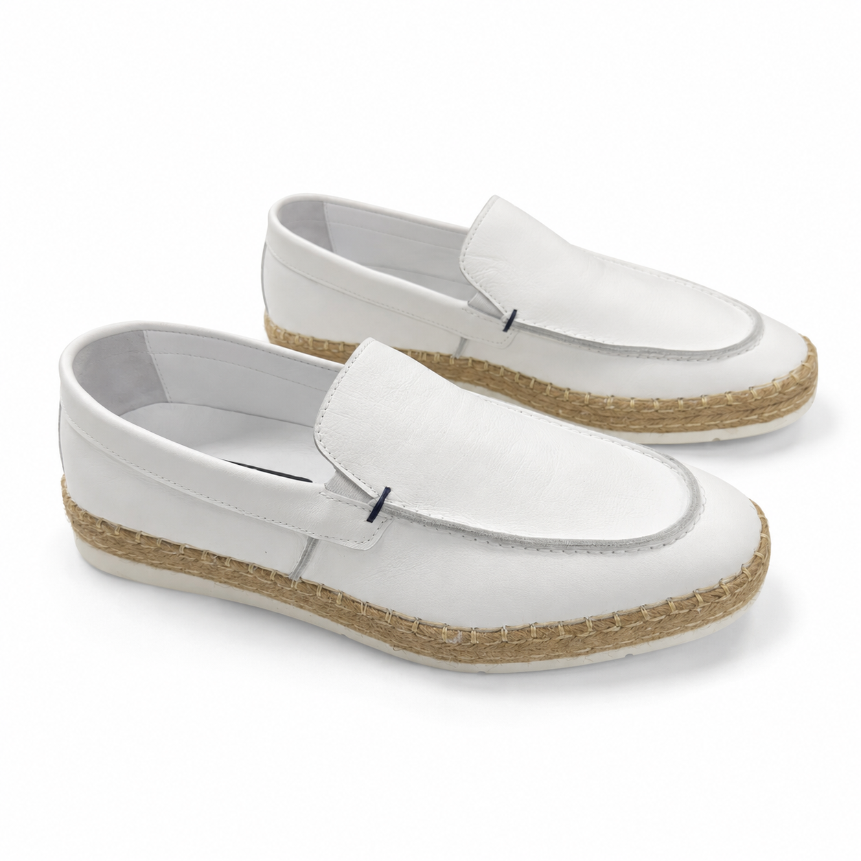 White Espadrille Leather Loafers