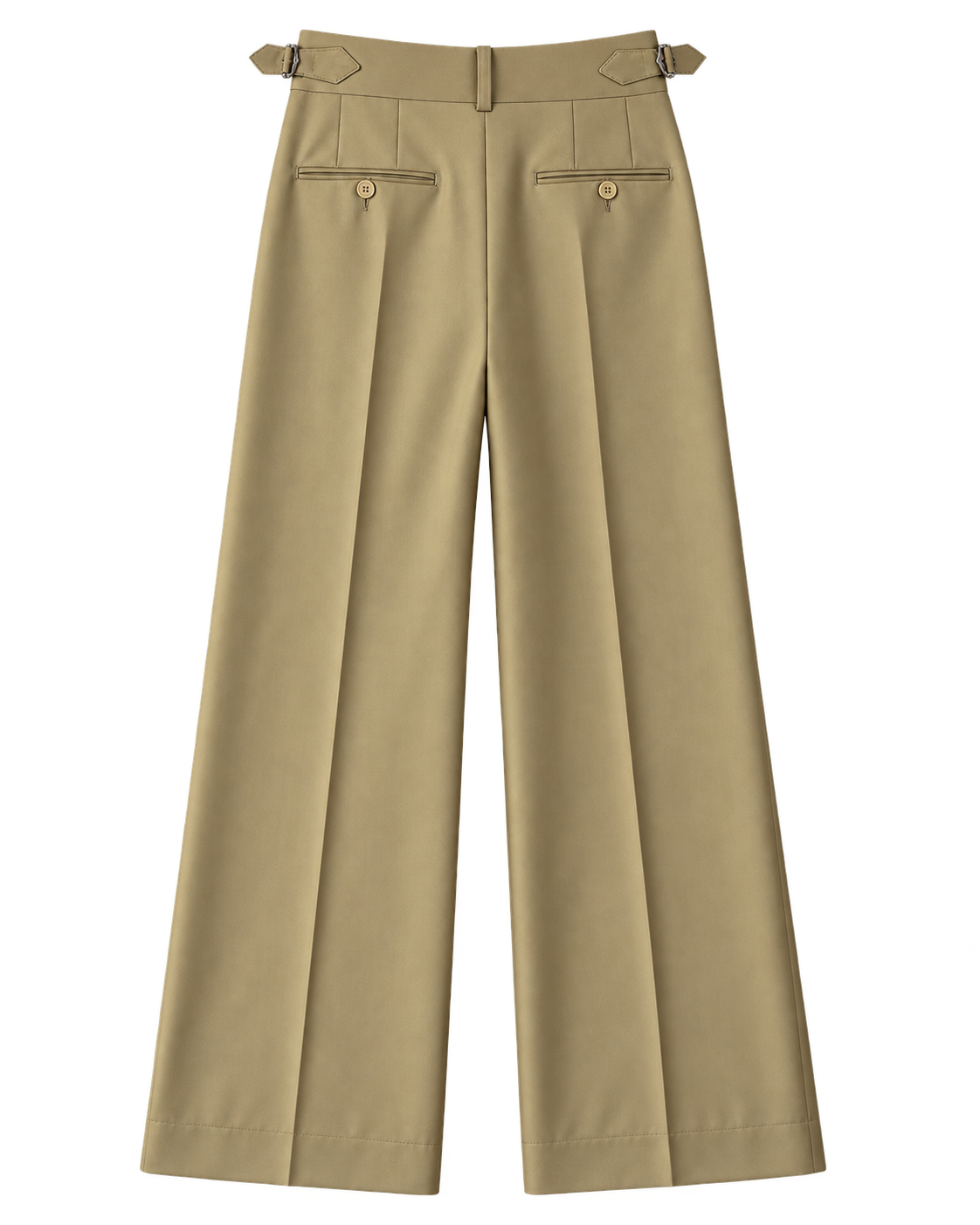 Khaki Side Tab Wide Leg Trouser