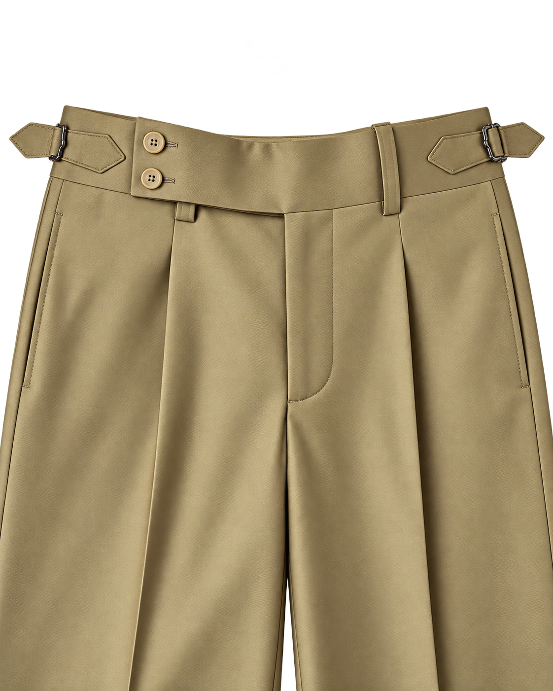 Khaki Side Tab Wide Leg Trouser