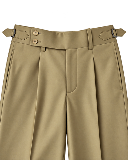 Khaki Side Tab Wide Leg Trouser