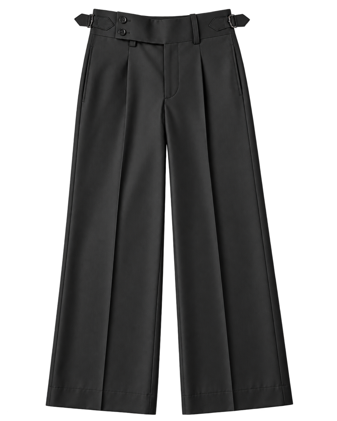 Black Side Tab Wide Leg Trouser